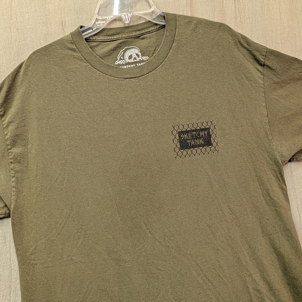 Sketchy Tank XL Olive Green Born To Kill Skull Graphic T-Shirt Full Metal Jacket